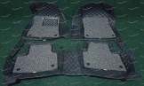 Коврики 3D в салон 2 слойные, эко-кожа на Nissan Juke 2010-2019г.  левый руль, черные